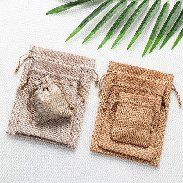 5 stk Jute Gaveposer Snørepose Candy Organizer BEIGE beige 13x18cm