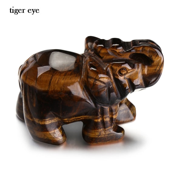 2" Crystal Elephant Healing Stone Figurine TIGER EYE