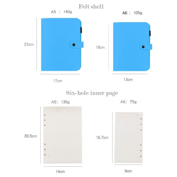 A5 A6 Filt Notebook Filt Skal Ringbind A6 HORISONTAL LINIE a6