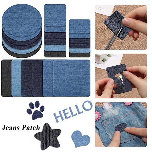 4 Stk Stof Patch Knæ Albue Stryg-på LYSEBLÅ KVADRAT-LILLE light blue