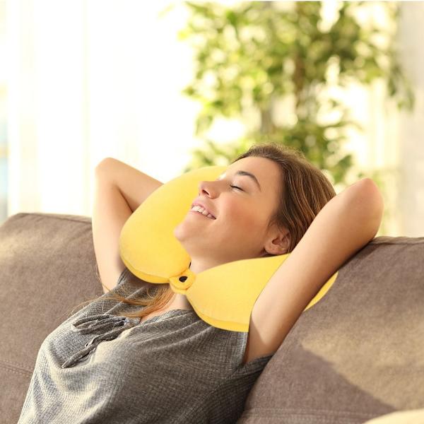 Fluffiga kuddar U-formad resekudde GUL yellow