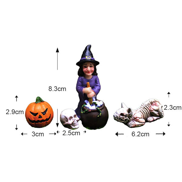 Halloween Witch Figuurit Kissan luuranko Skull Bones