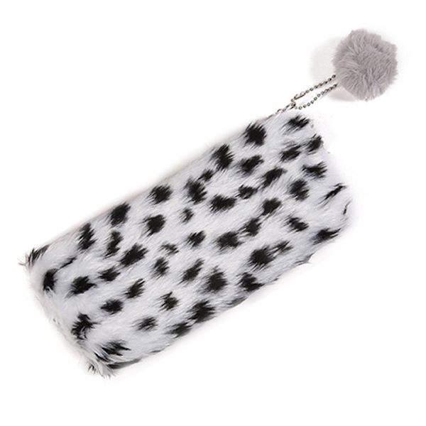 Leopard Print Pehmokynälaukku Hiuspallokynäsäilytyspussi White