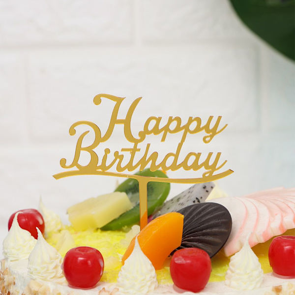 Kakunpäällinen Happy Birthday Akryyli Decor D-ROSE GOLD