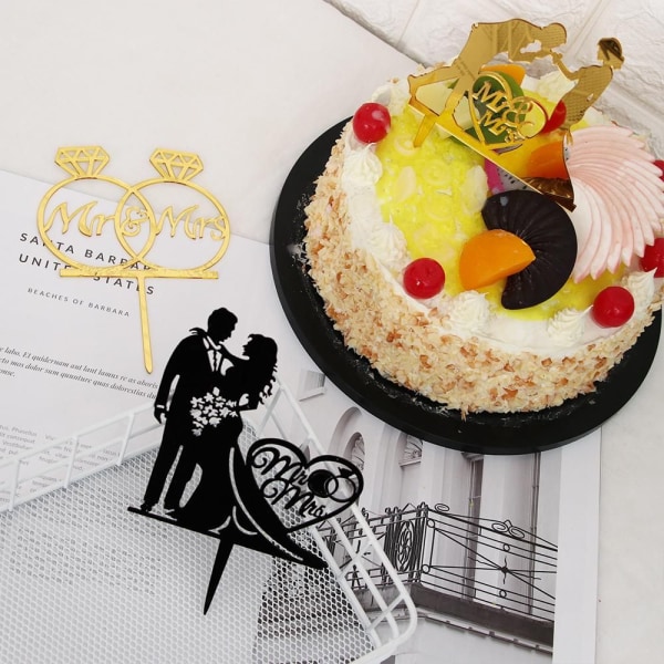 Cake Topper Akryl Dekor Brudgom Mrs Mrs GOLD A gold