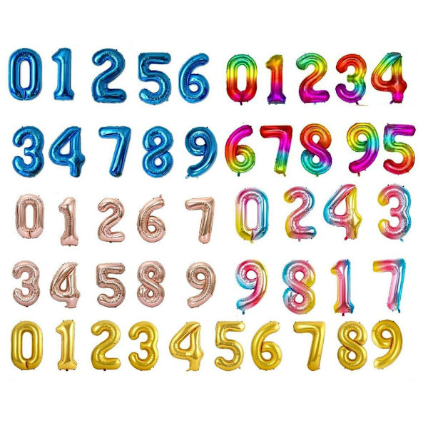 40" Nummer folieballon ciffer helium MULTICOLOR NUMMER 7 NUMMER multicolor Number 7-Number 7