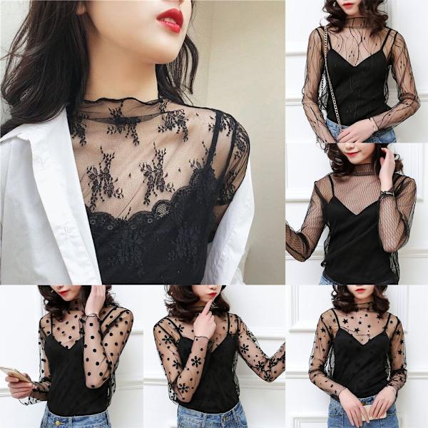 Mesh blusar Toppar Dam Toppar SVART 3 Black 3