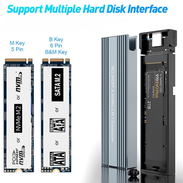 M.2 SSD-deksel USB 3.1 til NGFF NVME Adapter Converter MODELL-1 Model-1