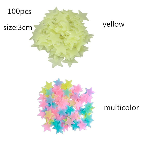 100 KPL 3D Luminous Decal Fluoresoiva kuplatarra KELTAINEN yellow