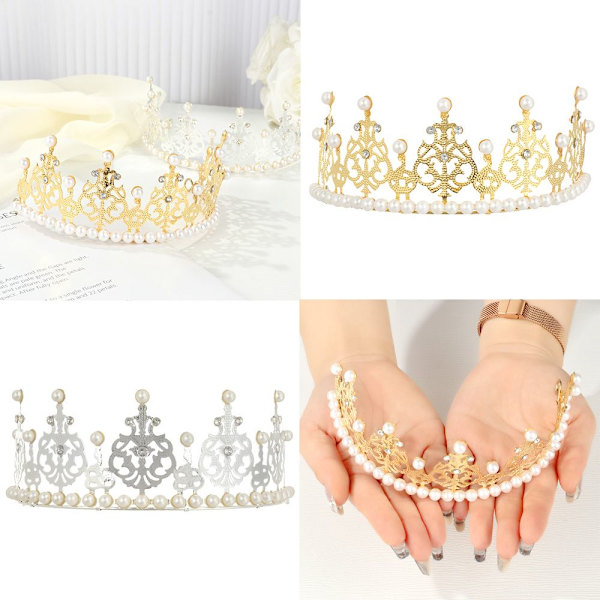 Crown Cake Topper Artificial Pearl GULL gold