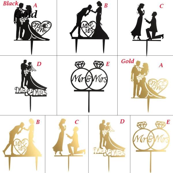 Cake Topper Akryl Dekor Brudgom Mrs Mrs GOLD A gold