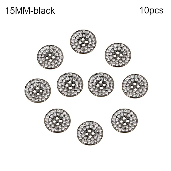 Metall Rhinestone Knappar Skjorta Knappar SVART 15MM10ST 10ST black 15MM10pcs-10pcs
