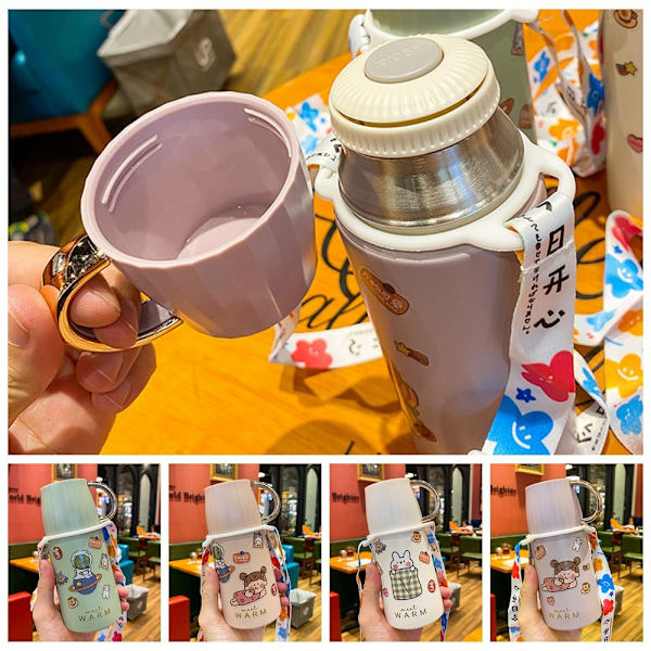 Sarjakuva Vacuum Cup Söpö thermal VALKOINEN 220ml white 220ml