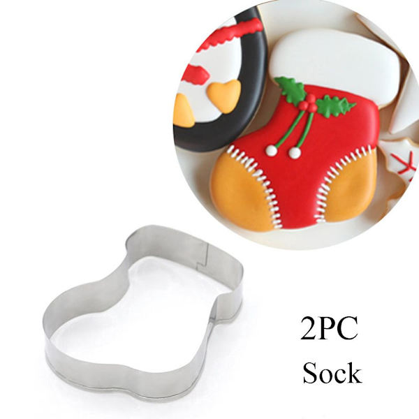 1/2STK Christmas Cookie Cutter Kjeksform Kakeform 2ST SOKK 2PC Sock