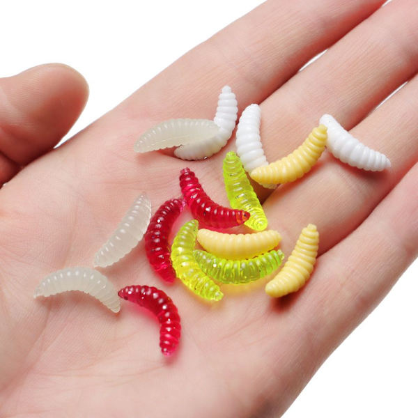 100st Mask Maggot Fiskedrag TRANSPARANT transparent