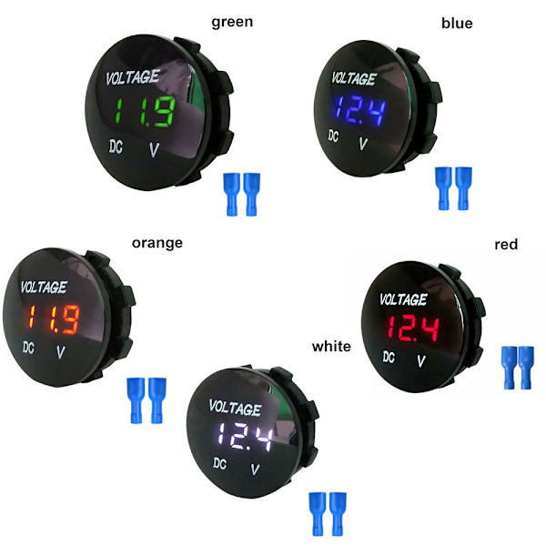 5-48V Bilvoltmeter Spændingsmåler Batterimåler HVID white
