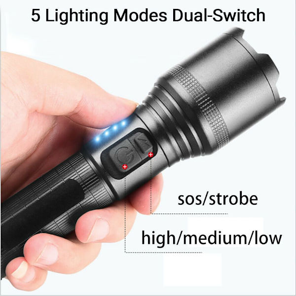 LED Super Bright Zoom taskulamppu Tehokas taskulamppu Dual