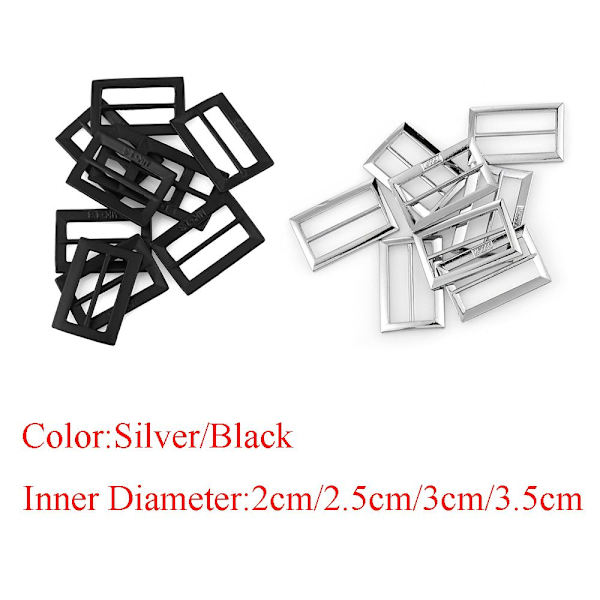 10 kpl Tri-glide Buckle Adjust Soljet Reppuhihnat MUSTA Black 3.5cm