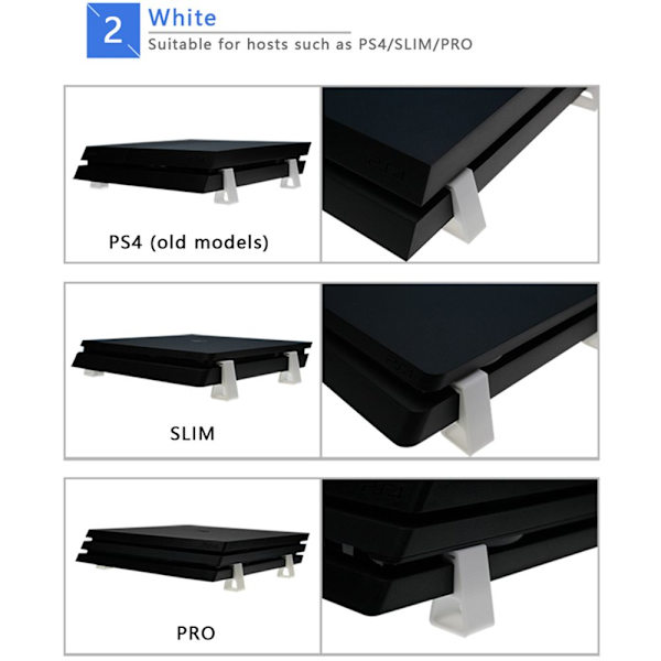 4 STK Konsolholder Kølebensstativ HVID 2 SÆT TIL PS4 PRO white 2 sets-For PS4 Pro