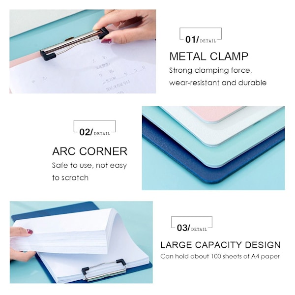 A4 Mapp Board Urklipp BLÅ Blue