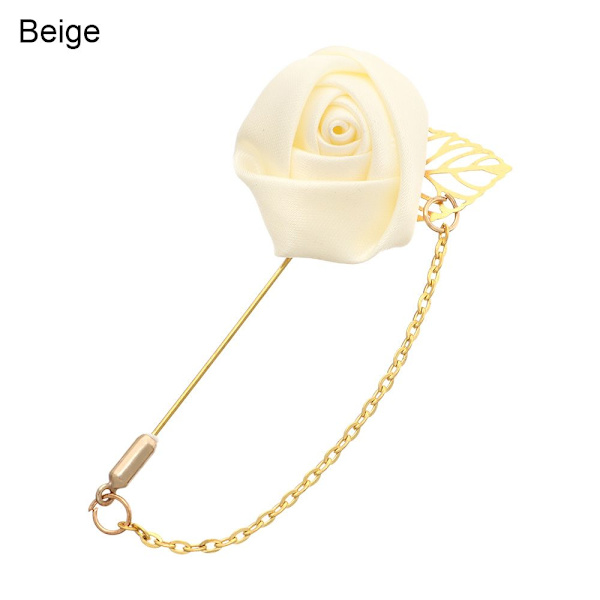 Rose Flower Broche Groom Boutonniere BEIGE Beige