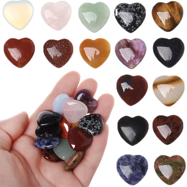 Hjerteform Krystal Chakra Healing Stone Natural Quartz