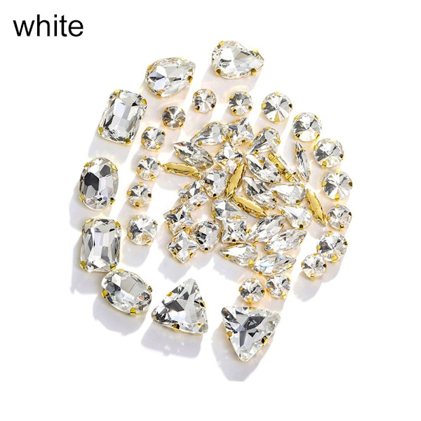 50st Rhinestone-väskor DIY Trim VIT white
