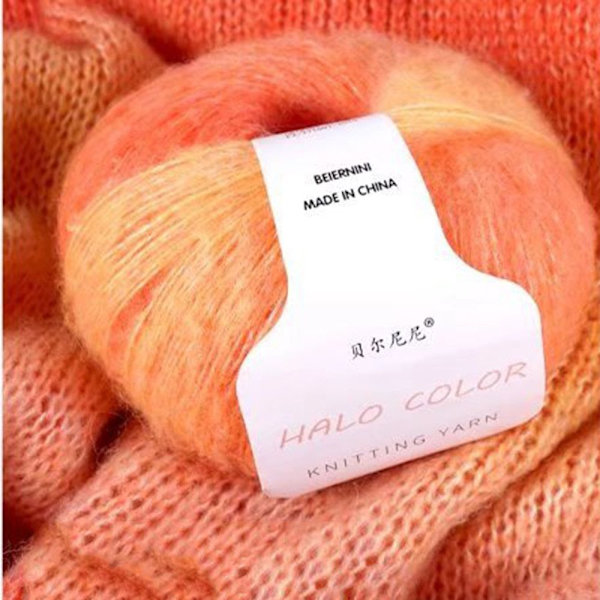 30 g/kugle Mohair Uldtråd Tre-farvet Gradient 6 6 6