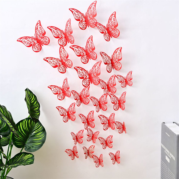 12 STK/Pakke 3D Butterfly Stickers Vægdekaler 12 STK/PACK606 606 12PCS/Pack606