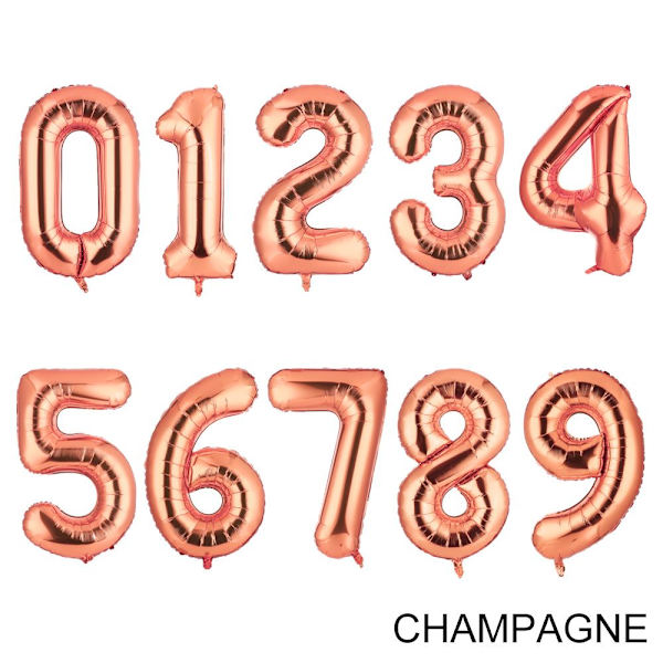 40" Nummer Folieballong Digit Helium CHAMPAGNE NUMMER 0 NUMMER 0 champagne Number 0-Number 0