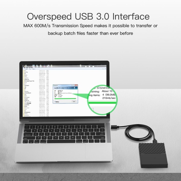 USB 3.0 til Micro B-kabeldataledning 2M 2m