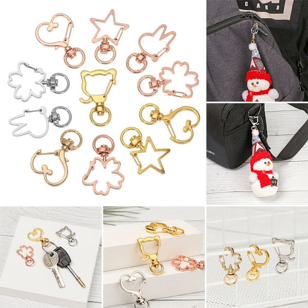 5 stk Snap Hook Trigger Clips Spenner ROSE GULL HJERTE rose gold