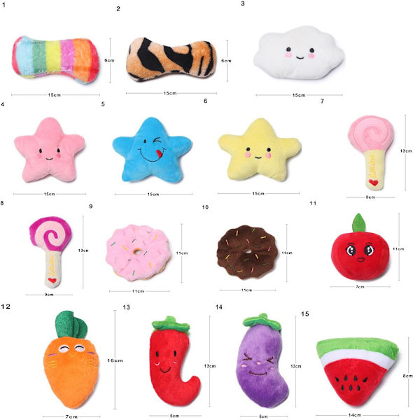 Fleece Squeak Toy Dog Play Funny Pet Puppy Chew 12 12