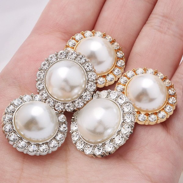 10 kpl Pearl Vaatteet Napit Paidan napit HOPEAA 20MM silver 20MM