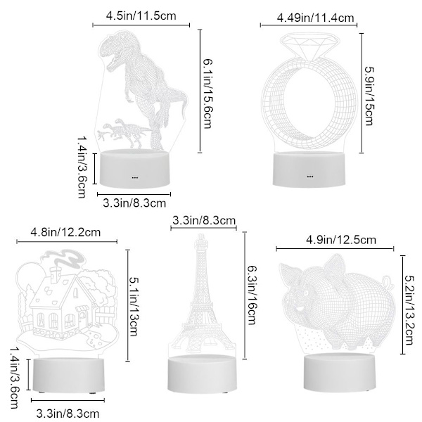 3D LED-ljus Diamantring 4 4 4