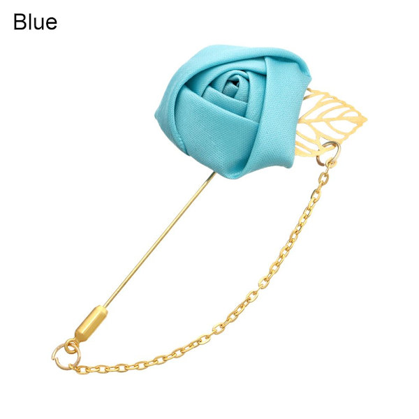 Rose Flower Broche Groom Boutonniere BLÅ Blue