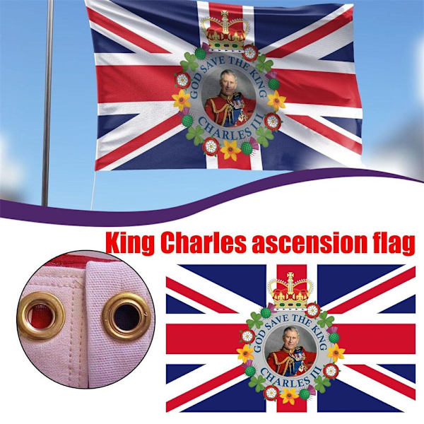 King Charles 111 Flagga Drottning Elizabeth Flaggor E E