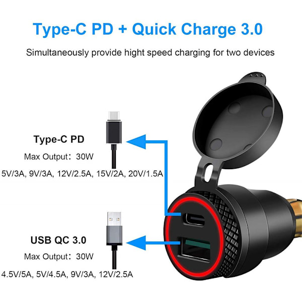 USB Lader Adapter QC 3.0 Hurtiglader GULD BLÅ GULD BLÅ Gold Blue