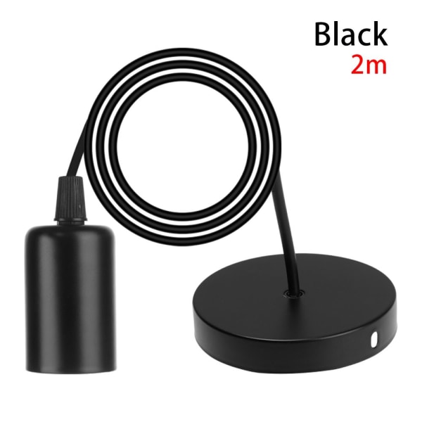 0,5m/0,8m/1m/1,2m/1,5m/2m E27 Lampeholder Lyssokkel SVART 2M black 2m
