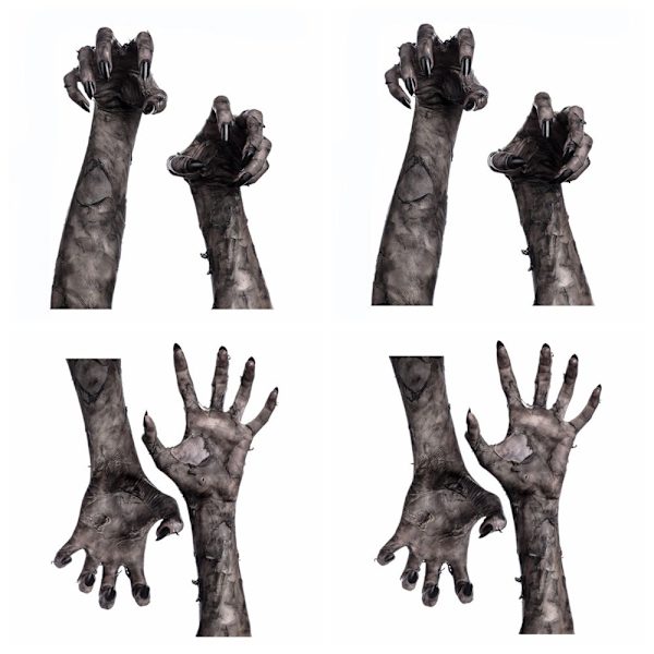 4 kpl Halloween-seinätarrat 3D Ghost Hand Set set Set