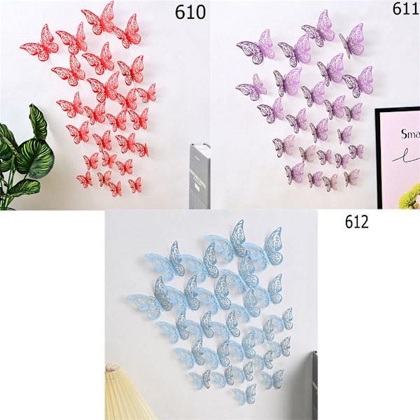 12 STK/Pakke 3D Butterfly Stickers Vægdekaler 12 STK/PACK606 606 12PCS/Pack606