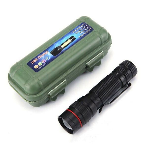 Mini Zoom lommelykt Pen Clip Opplyst lommelykt Camping