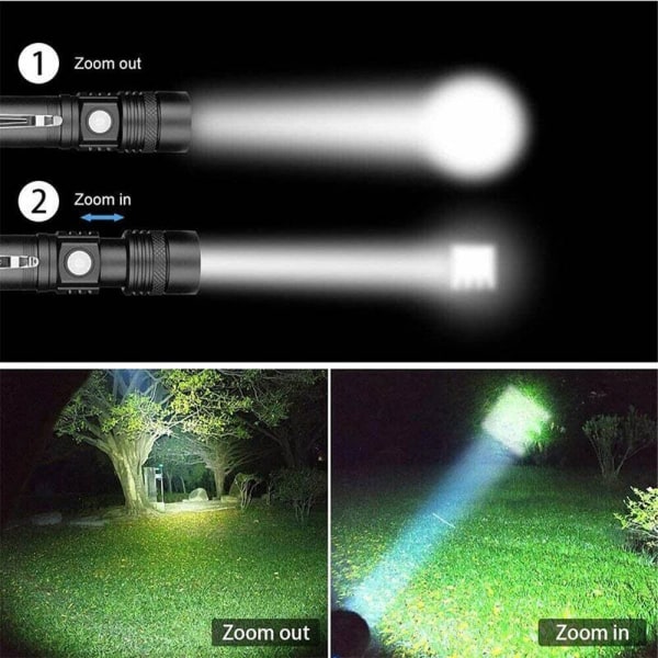 Kraftig LED lommelygte Zoom lommelygte Power Display