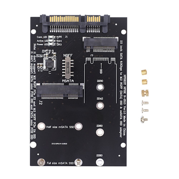 Adapterplate M.2 MSATA til SATA BLÅ Blue