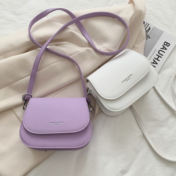 Trendig sadelaxelväska Dam PU-läder Crossbody-väska LILA purple