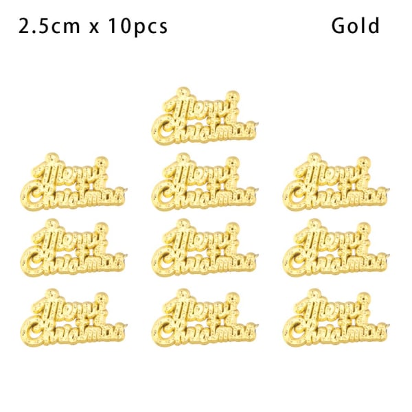 Merry Christmas Anheng Hengende Ornament GULL 2,5CM X 10STK Gold 2.5cm x 10pcs