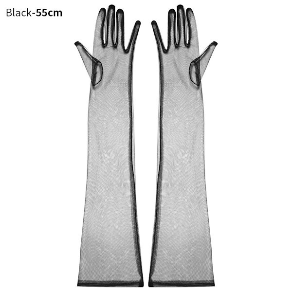 1 par Tyllhandskar Bröllopsbröllopshandskar SVART 55CM Black 55cm