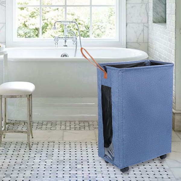 Rolling Wheels Laundry Hamper Vaatekori SININEN 2 Blue