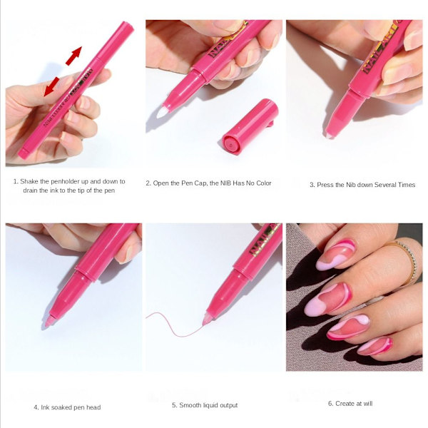 Nail Art Graffiti Penna Abstrakta Linjer GUL yellow
