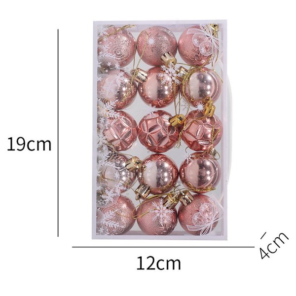 15 Stk Julebold Ornamenter Juletræspynt ROSE Rose gold
